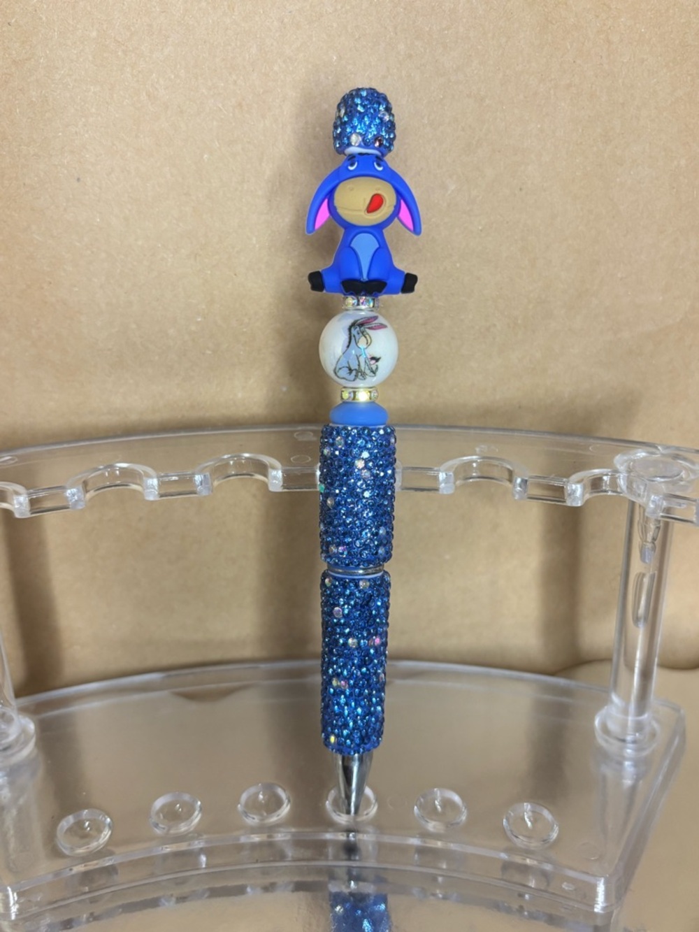 Blue Rhinestone Eeyore Charm Pen